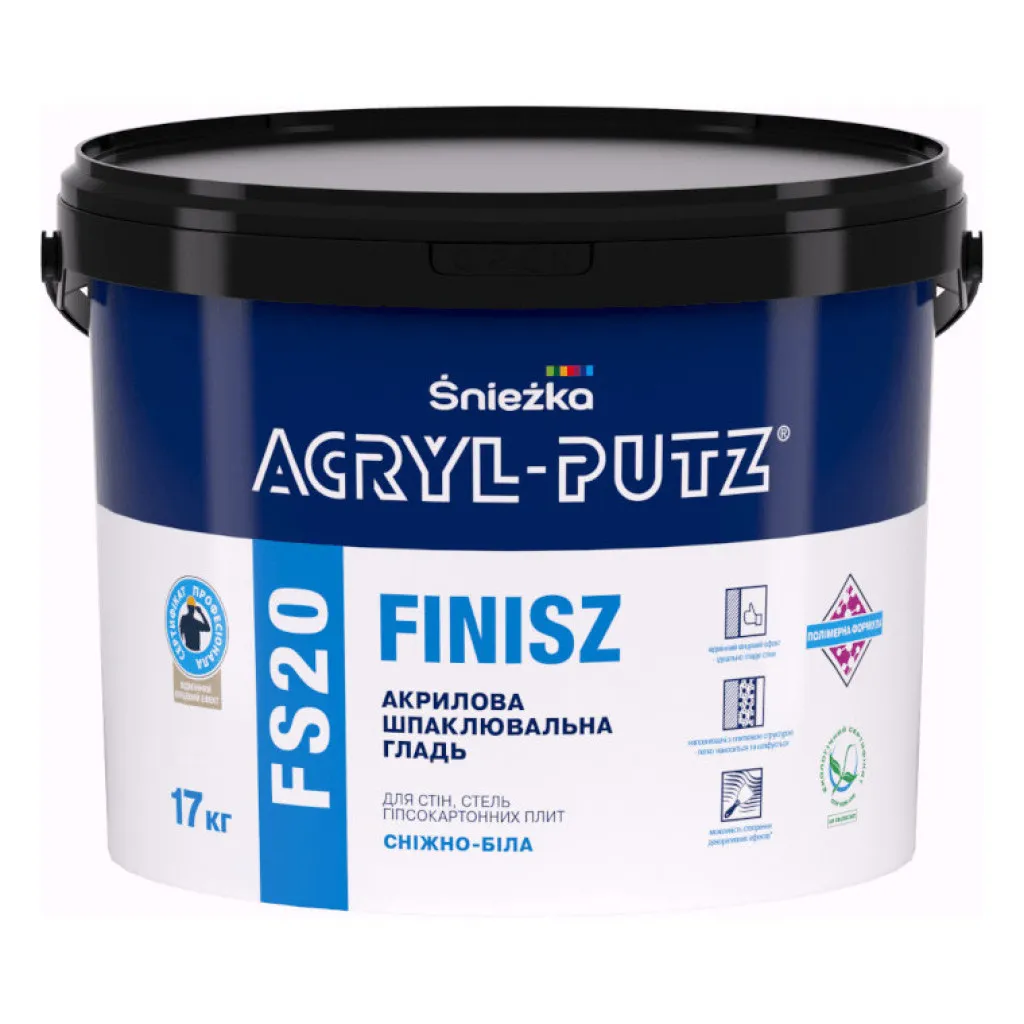 Шпаклівка акрилова Sniezka Acryl Putz Finisz FS20 (27 кг) | www.budmat-store.com.ua Шпаклівка акрилова Sniezka Acryl Putz Finisz FS20 (27 кг) | www.budmat-store.com.ua